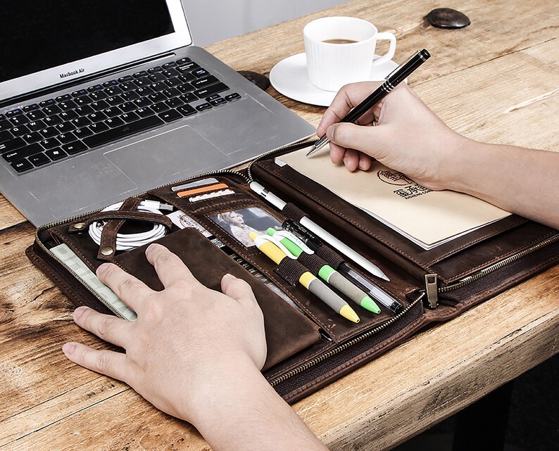 Personalized Leather Portfolio Zippered Padfolio for Ipad Etsy