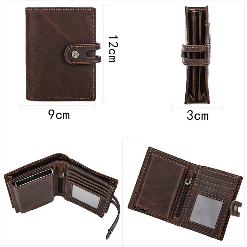 AirTag Tracker Can Be Put in, RFID Anti-theft Men's Wallet Buckle Card Box Cowhide Men Wallet Card Holder, Personalized Wallet Custom Purse image 5