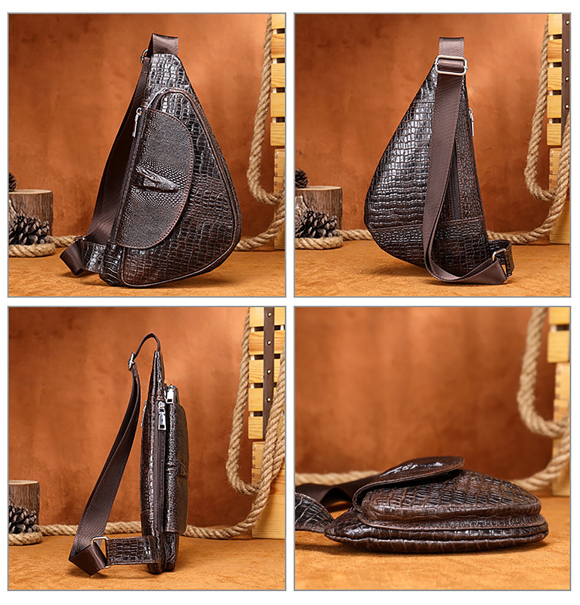 Casual Leather Men's Bag Men's Shoulder Bag Etsy