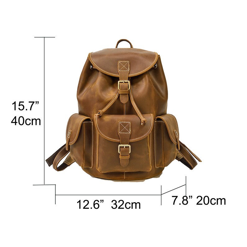 Leather Backpack for Men's Vintage Crazy Horse Leather Etsy