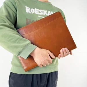Personalized Leather Portfolio, Custom Portfolio for Men, Letter Size Organizer Folder, Engrave A4 Document Bag, Graduation Birthday Gifts