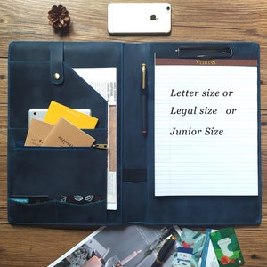 Leather Portfolio for Men Women, Padfolio with Clipboard, Letter or Legal Size Planner, Name/ Logo Custom Husband/ colleague/ Birthday Gift