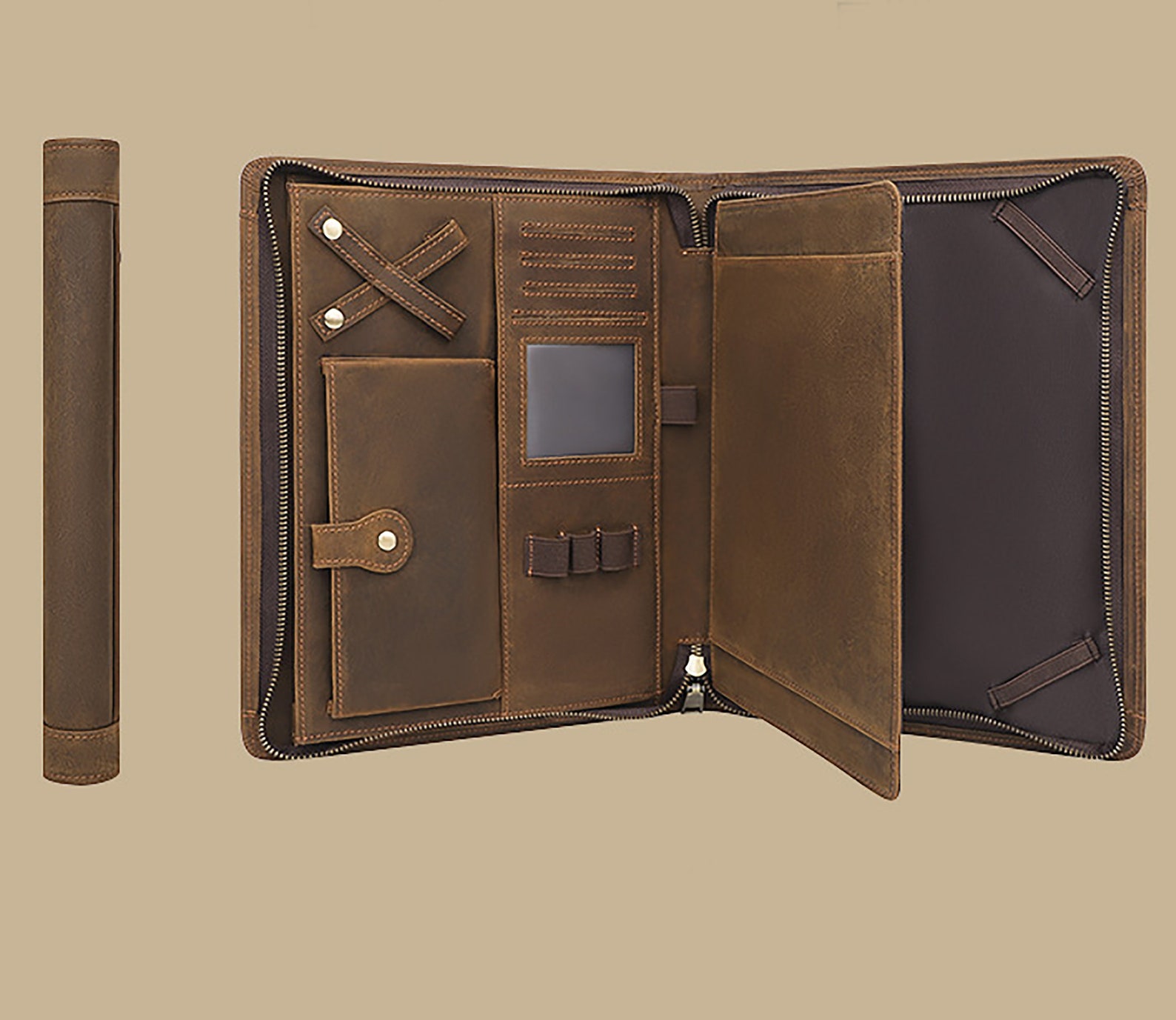 Personalized Leather Portfolio Zippered Padfolio for Ipad Etsy