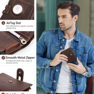 AirTag Tracker Can Be Put in, RFID Anti-theft Men's Wallet Buckle Card Box Cowhide Men Wallet Card Holder, Personalized Wallet Custom Purse image 10