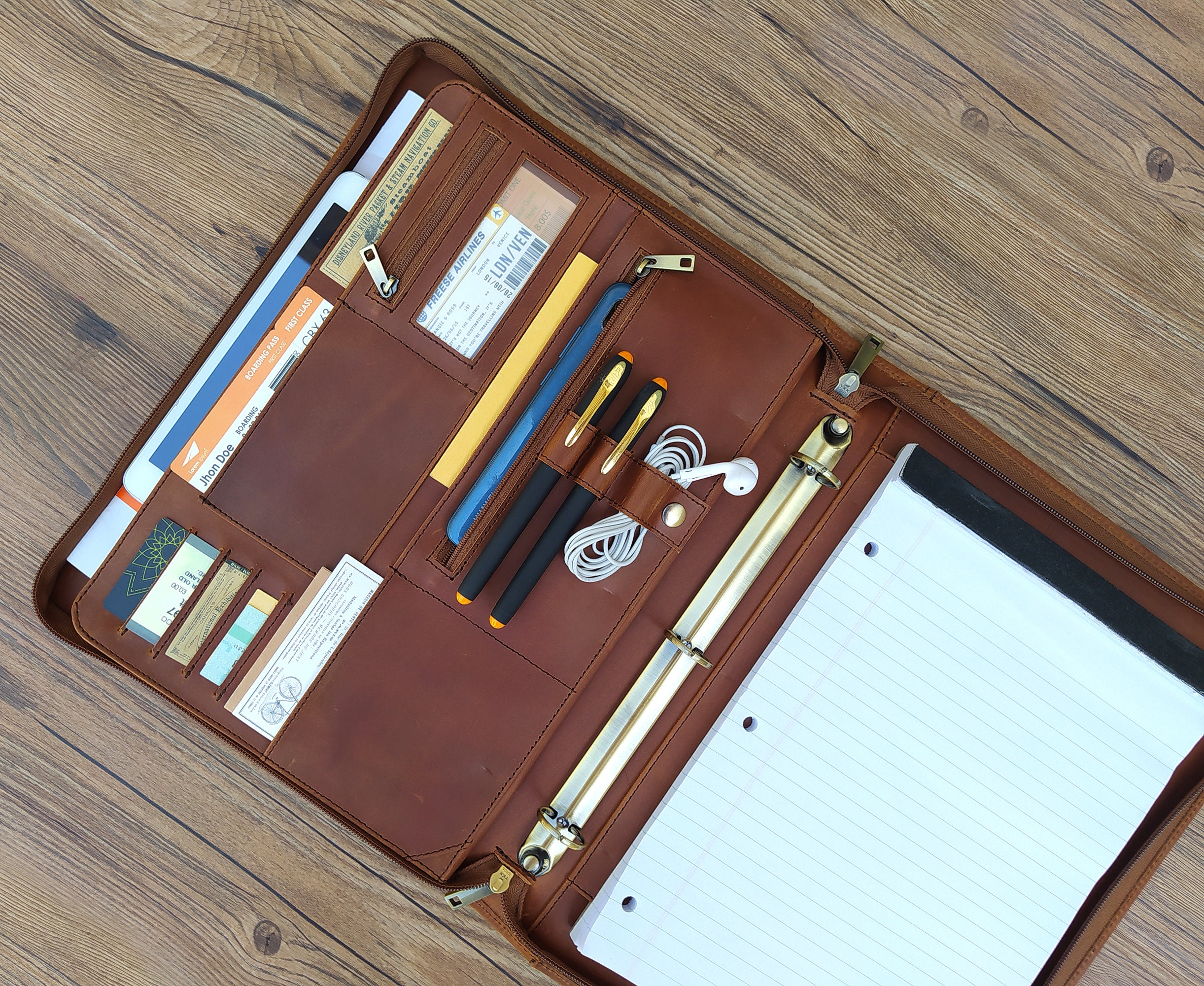 Personalized Leather Portfolio 3 Ring Binder Planner Etsy UK