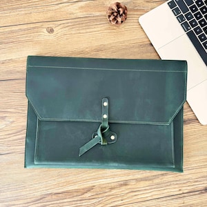 Personalized Leather Portfolio, Leather Document Folder A4 Bag, Laptop Case Tablet Sleeve Document File Organizer Gift for Father/Him/Boss