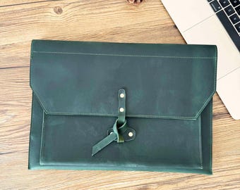 Personalized Leather Portfolio, Leather Document Folder A4 Bag, Laptop Case Tablet Sleeve Document File Organizer Gift for Father/Him/Boss