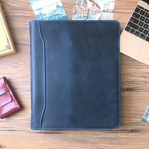 Portafolio de cuero personalizado, carpetas organizadoras tamaño carta, portafolio de cuero con cremallera, portafolio de cuero para hombres, bolsa para documentos tamaño A4, regalo para él