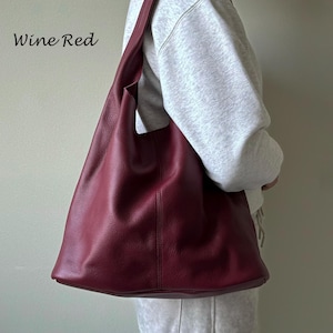 Sac fourre-tout en cuir souple pour femme, sac à bandoulière pour femme, sac à main hobo grande capacité, sac souple, sac à main en cuir, cadeau d'anniversaire de Noël pour elle