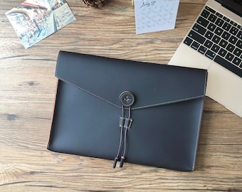 Bolso tipo sobre de cuero personalizado, archivador de documentos A4 para mujer, maletín para hombre, bolso de mano, bolso para Mac Book Air/Tablet, bolso para documentos