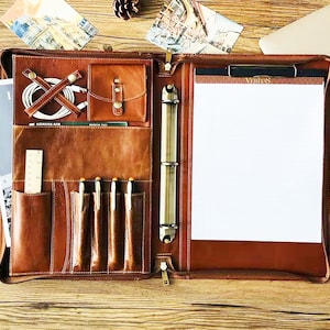 Raccoglitore ad anelli personalizzato in pelle, 8,5x14" formato legale, blocco note con tracolla, portafoglio con maniglia, regalo aziendale