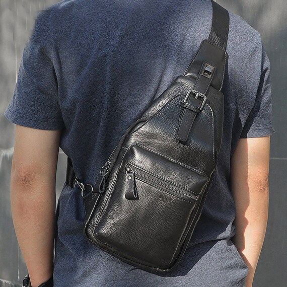 Soft Leather Sling Bag Men's Shoulder Bag Crossbody Bag - Etsy