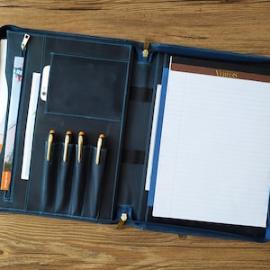 Portafolio de cuero personalizado, carpetas organizadoras tamaño carta, portafolios de cuero con cremallera, portafolios de cuero para hombre, portadocumentos A4 de regalo