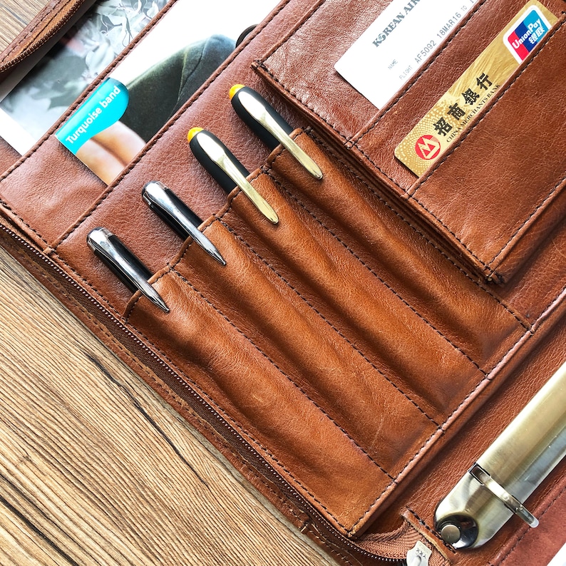 3 Ring Binder Portfolio Personalized Leather Portfolio Folio Etsy