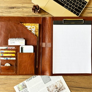 Custom Leather Portfolio, Portfolio for Letter Size Notepad, Personalized Portfolio, Portfolio for Women Padfolio Men Business Birthday Gift