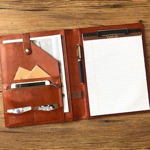Personalized Crazy Horse Leather Portfolio, Leather Padfolio, Groomsmen Gifts - Wedding Party Gift - Best Man Gift - 3 Ring Binder