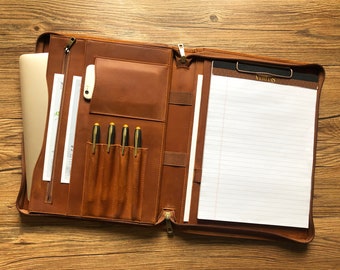 Personalized Leather Portfolio, Letter Size Organizer Folders, Leather Portfolio Zipper, Leather Padfolio Men, A4 Holder, Document Bag
