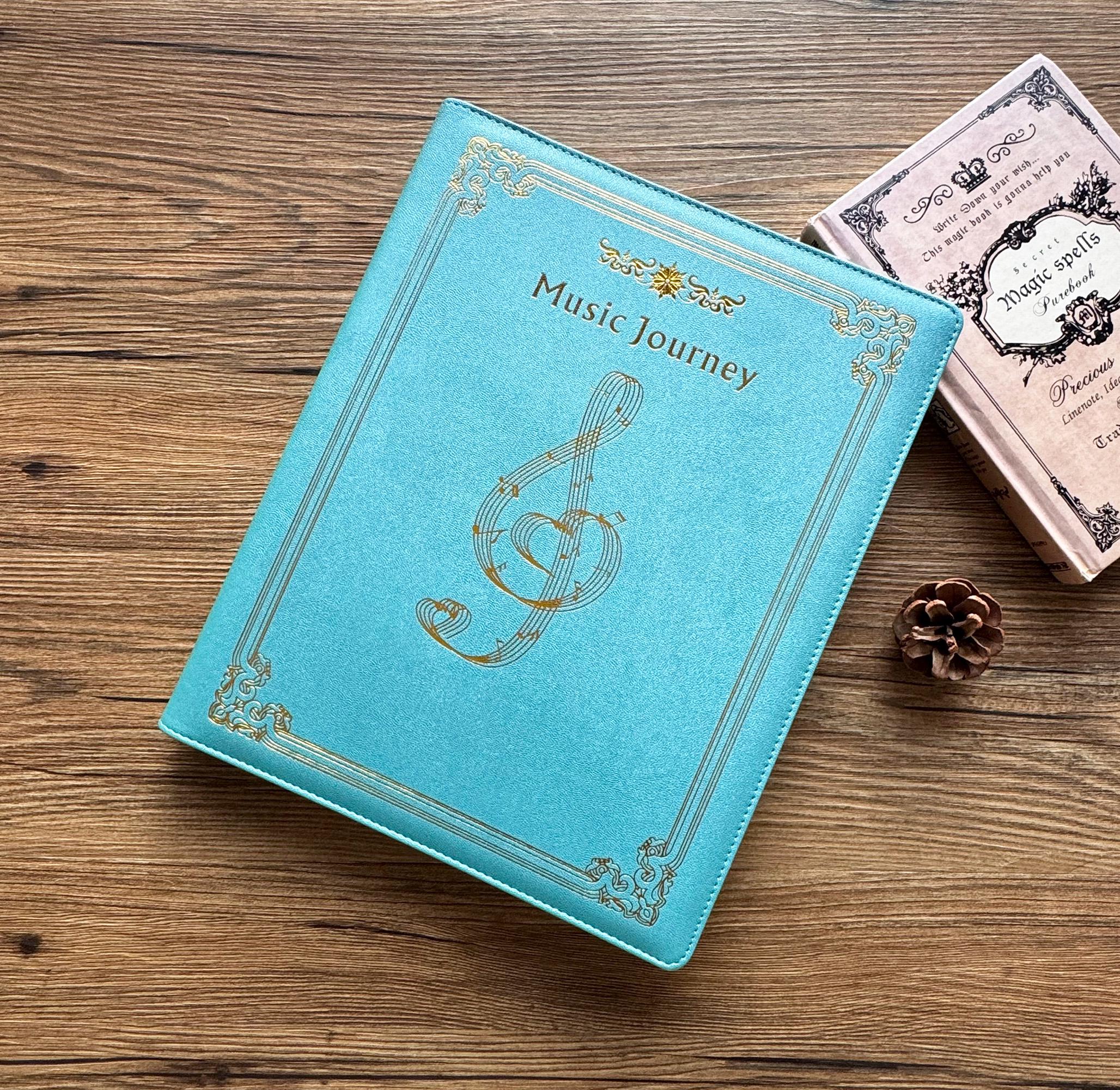 Custom Vegan Leather Sheet Music Binder, 4 ring Music Folder Binder Drum Piano Score Clip