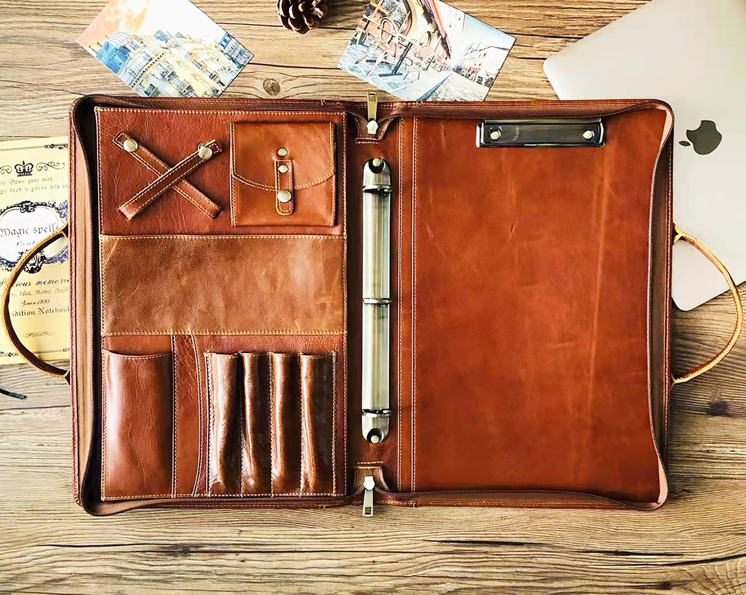 Custom 3 Ring Binder Leather Portfolio 8.5x14 Legal Etsy