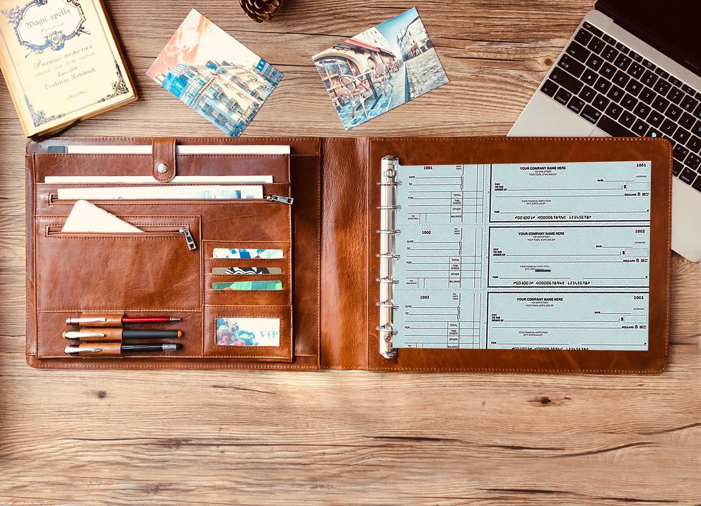 Personalized Check Book Binder 7 Ring For 3-up Business Size Checks