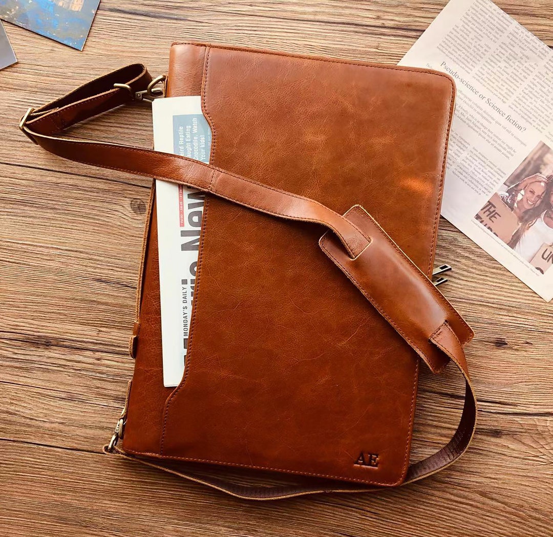 Personalized Leather Portfolio, Legal Size Portfolio With Handle, 3
