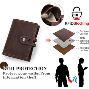 AirTag Tracker Can Be Put in, RFID Anti-theft Men's Wallet Buckle Card Box Cowhide Men Wallet Card Holder, Personalized Wallet Custom Purse image 6