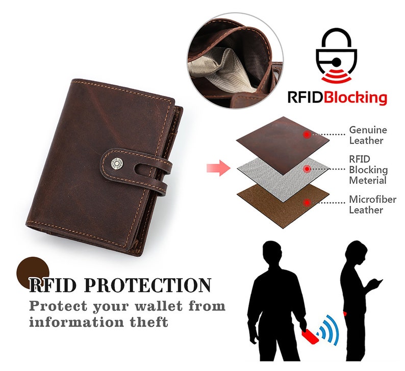 AirTag Tracker Can Be Put in, RFID Anti-theft Men's Wallet Buckle Card Box Cowhide Men Wallet Card Holder, Personalized Wallet Custom Purse image 6