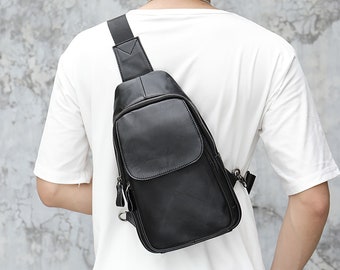 Leather Sling Bag Men - Etsy