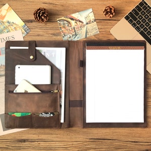 Custom Leather Portfolio, Portfolio for Letter Size Notepad, Padfolio & Name Logo, Portfolio for Women, Padfolio Men Promotion Birthday Gift