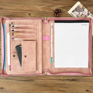 Personalized Portfolio for Women, Vegan Leather Men Portfolio, Letter Size Organizer Folder Padfolio A4 Document Bag Birthday Business Gift