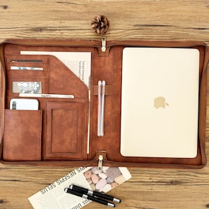 Portafolio de cuero vegano personalizado para hombre, carpeta A4 personalizada, portapapeles con cremallera y portapapeles, portafolio para hombre para regalo, diseño personalizado