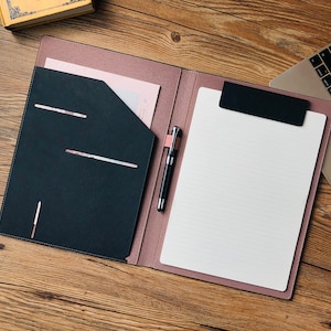 Custom Slim Leather Portfolio  A4 Folder Portfolio Vegan Leather Padfolio Contract Folder for Men,Women Folio, Office Gift, Business Gift