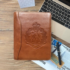 Personalized Leather A5 Portfolio, Zipper Portfolio Travel Leather Planner  for Men, Leather Journal Diary Notebook Cover, Women Folder Gift