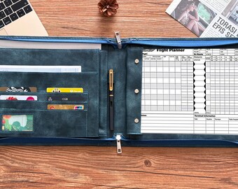 Personalize Leather Pilot Log Book Binder Journal for Letter Size Paper, Pilot Gift