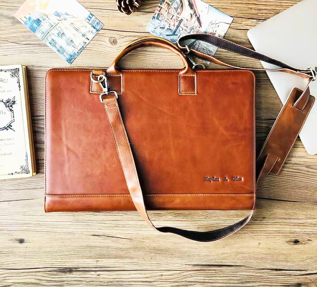 Custom Leather Portfolio, Zipper Padfolio With Clipboard & Handle