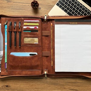 Portafoglio in pelle vegana personalizzato, portafoglio con cerniera per uomo, cartella organizer formato lettera, borsa portadocumenti A4, regalo per papà capo