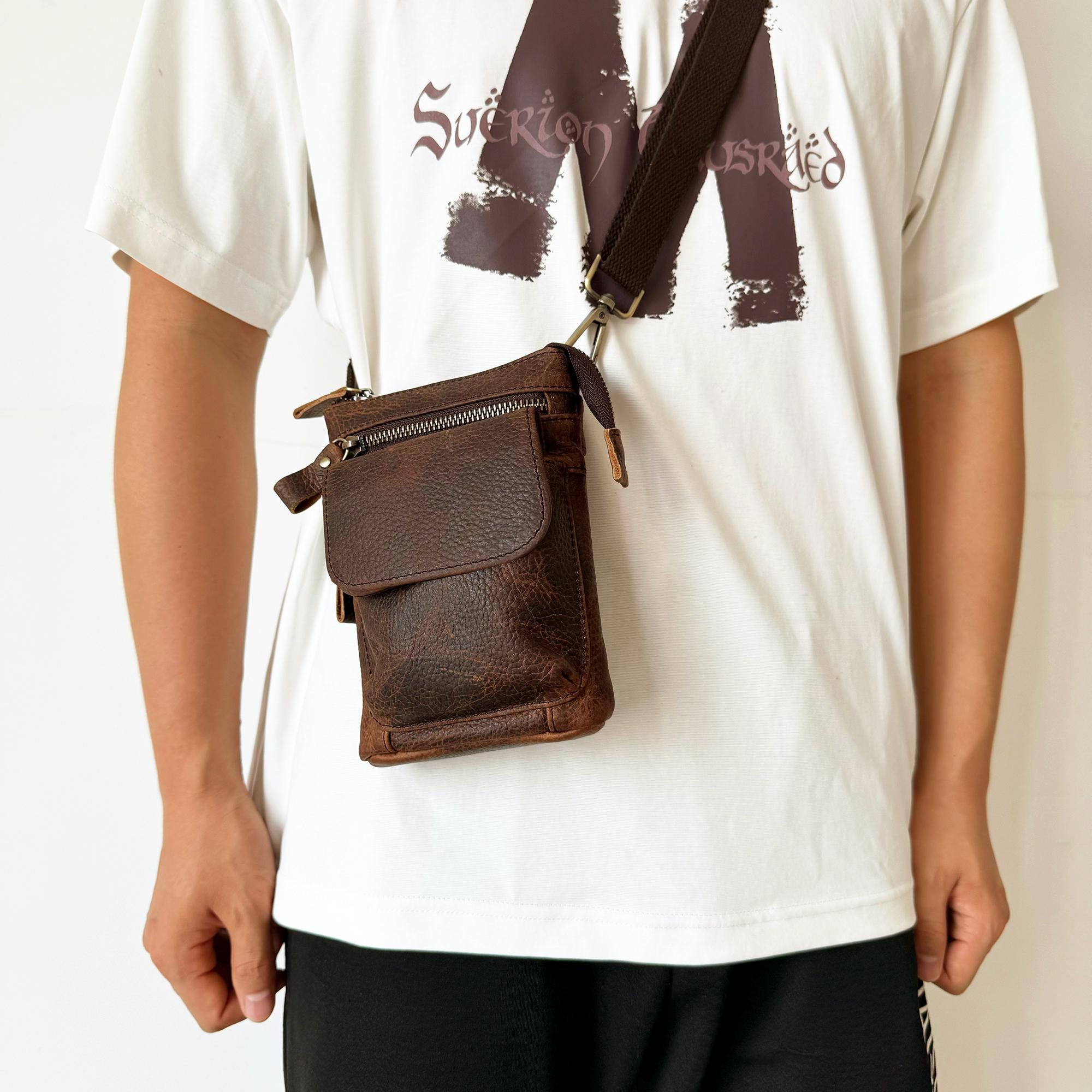 Slim sling bag men Etsy