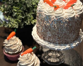 Fake Carrot Cake, Artificial Food, Fake Desserts, Fake Food Prop. Fake Food Display, Fake Cakes, Faux Desserts, Fake Sweets. Fake Cupcakes