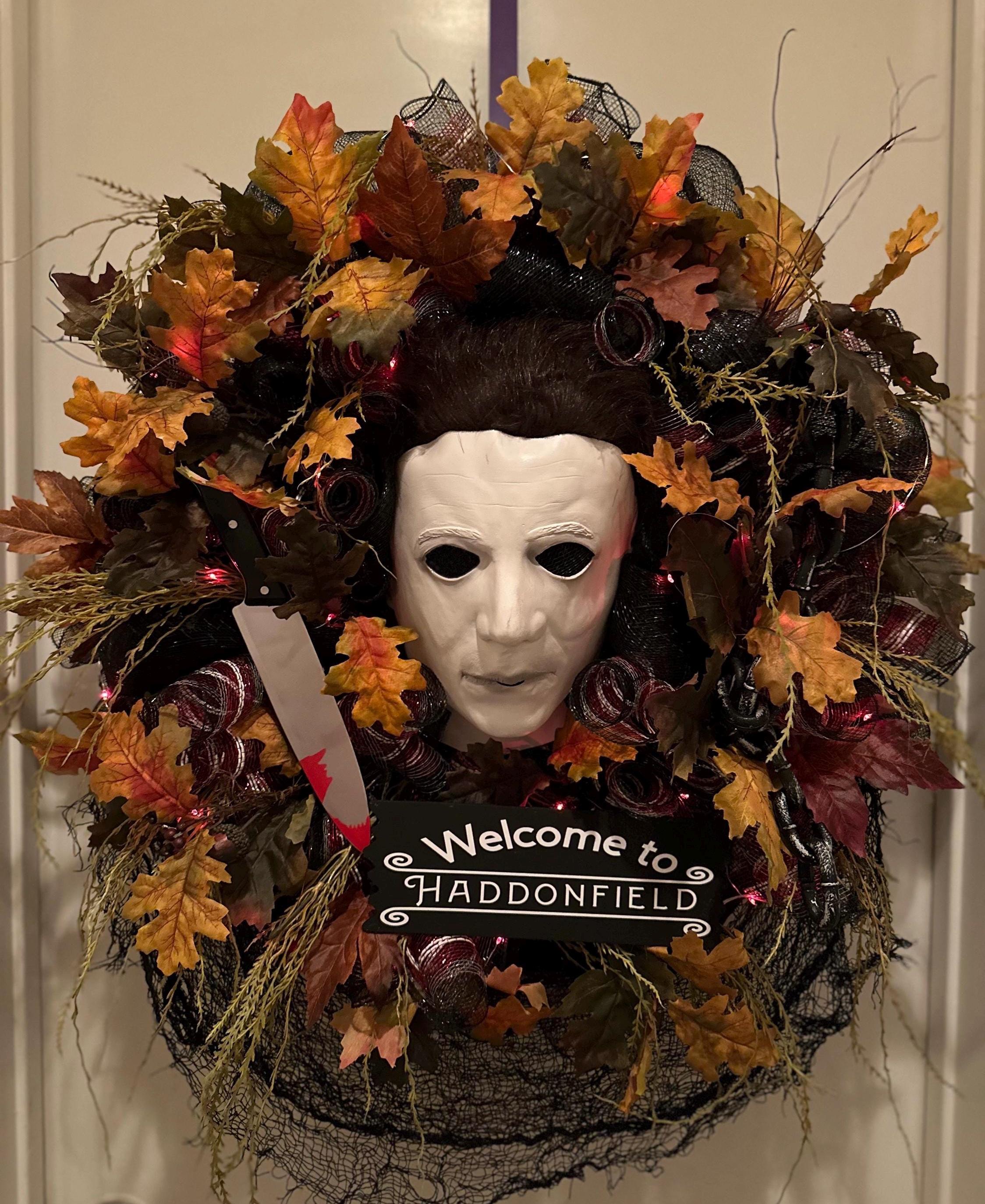 HALLOWEENヴィンテージ Michael Myers XL Halloween Wreath With Red LED Lights