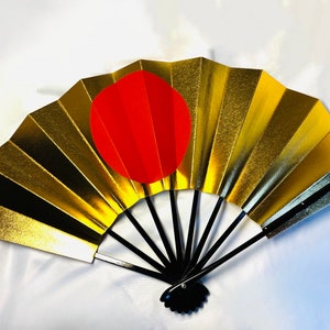 Japanese Fan Gold Hinomaru Rising Sun art