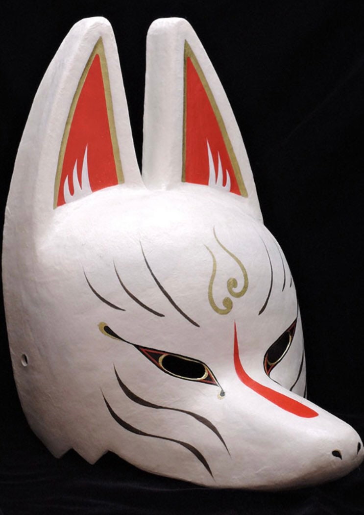 Japanese Traditional Fox KITSUNE Mask OMEN Cosplay Costume Rare from JAPAN
