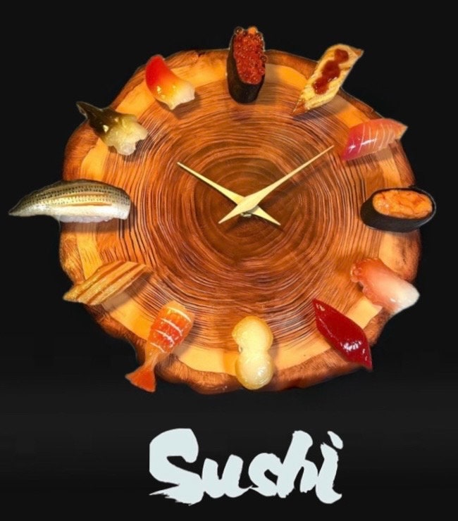 Gold Foil Sushi Clock | Japan Trend Shop