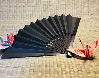 Japanese Tessen Samurai Iron War Fan – Black Kuroda Style Folding Fan with Bonus Samurai History Report