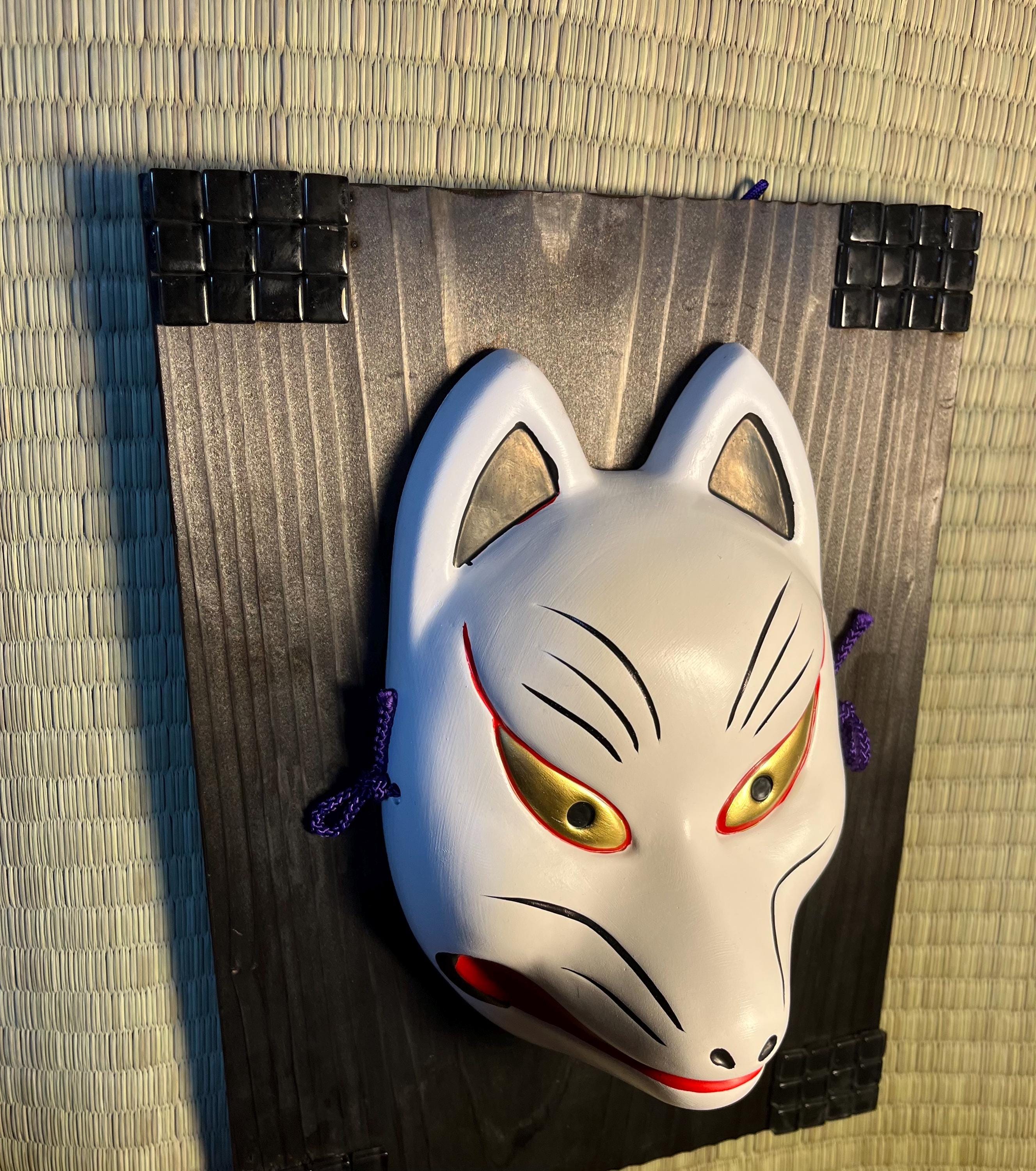 Japanese Artisan Fox Mask Good Luck Wall Hanging (with Black Board