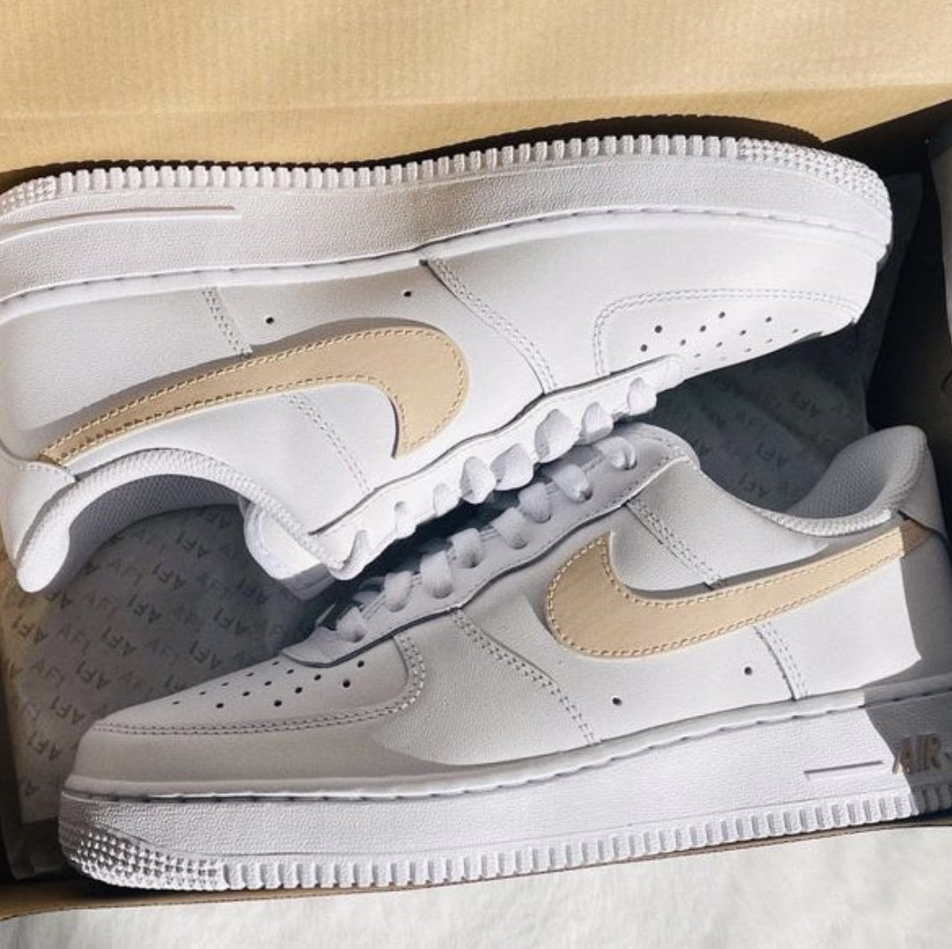 Nike AF1 Beige Swoosh - Etsy