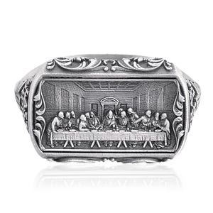 The Last Supper Silver Ring, Jesus Christ Signet Band, Christian Religious Jewelry, Leonardo Da Vinci Art Ring, Personalized Gift for Men