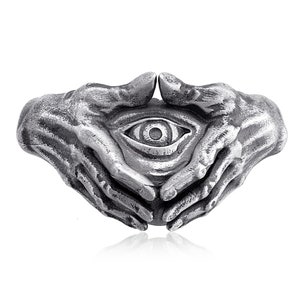 Illuminati Eye Sterling Silver Men Ring, Mens Eye Ring, Illuminati Symbols, Illuminati Pyramid, Vintage Illuminati, Men Illuminati Ring