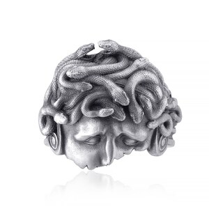 Wounded Medusa Greek Ring front size
