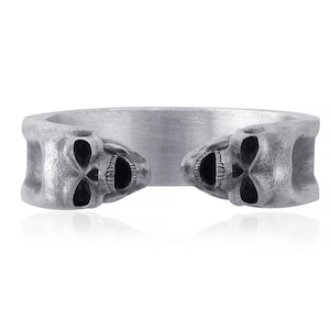 Doppel Schädel Kopf Sterling Silber Ring, Herren Schädel Ring, Gothic Ring, Silber Ring für Männer, Gothic Schmuck, handgemachten Schmuck, Schädel Ring