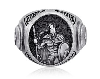 Leonidas Spartan Warrior Ring,Greek Mens Ring, Leonidas Ring, Silver Man Ring, Husband Gift Ring , Silver Spartan Ring, Mens Spartan Gift